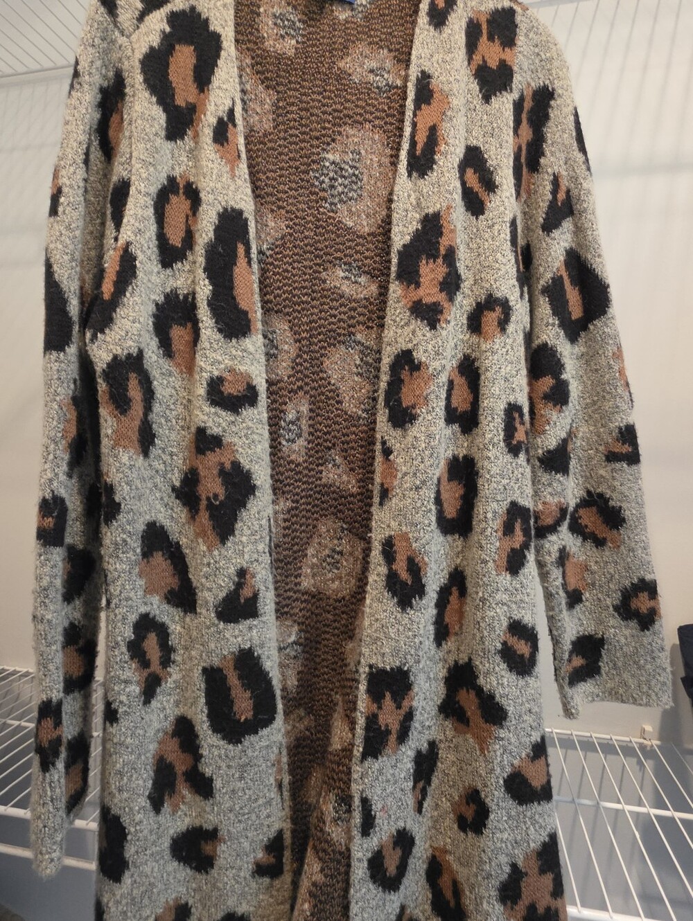 Apt. 9 Leopard Print Open-Front Teddy Cardigan Jacket - Brown/Black/Cream